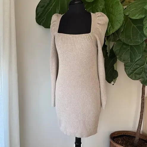 Prómesa NWT Promesa Taupe Tan Ribbed Long Sleeve Sweater Mini Dress
