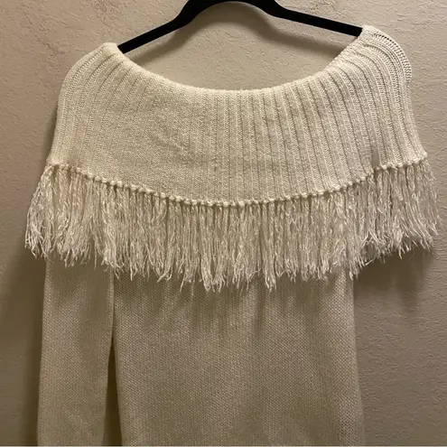 House of Harlow 1960 X Revolve Ivory Fringe Trim Jazzie Sweater Size XS