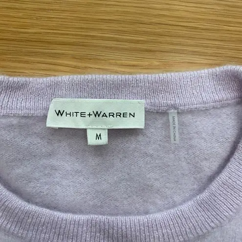 WHITE + WARREN Essential Cashmere Shrunken Crewneck Top In Lilac Chalk