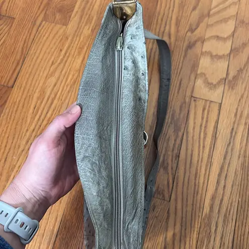 Ostrich Crossbody Bag Purse Handbag Grey Gray