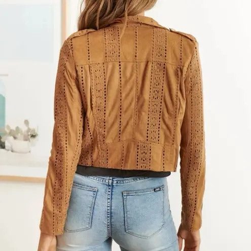 Jaase | Jodi Moto Biker Style Jacket Asymmetrical Zip Embroidered | Medium