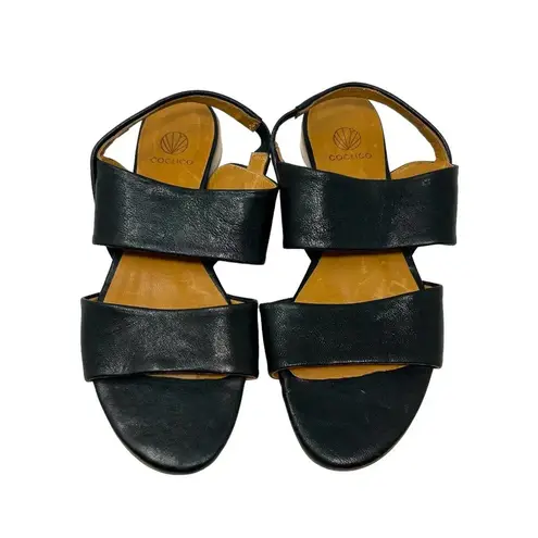 Coclico Cove Sandal in Black Leather Flats Size 36.5 US 6.5