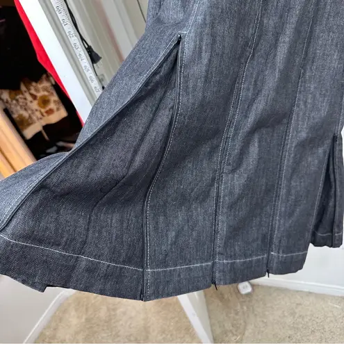 Randolph Duke The Look Black Denim Zip Pleated Corset Dress / Size 14 Western Gray