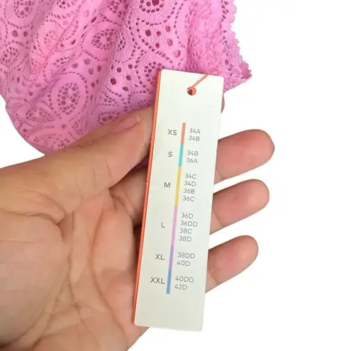 Colsie pink lace adjustable strap bralette Large NEW - Image 3