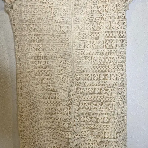 Staring At Stars Cream Crochet Short Sleeve Mini Dress EUC Sz Sm Lined Cotton
