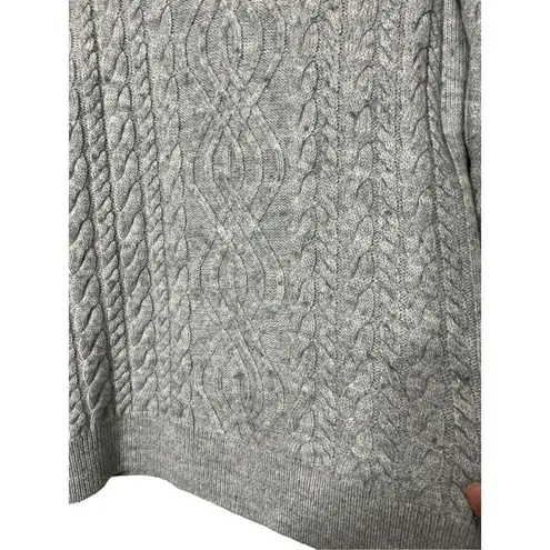 Vintage Carole Little Turtleneck Sweater Merino Wool Blend Cable knit Gray sz S