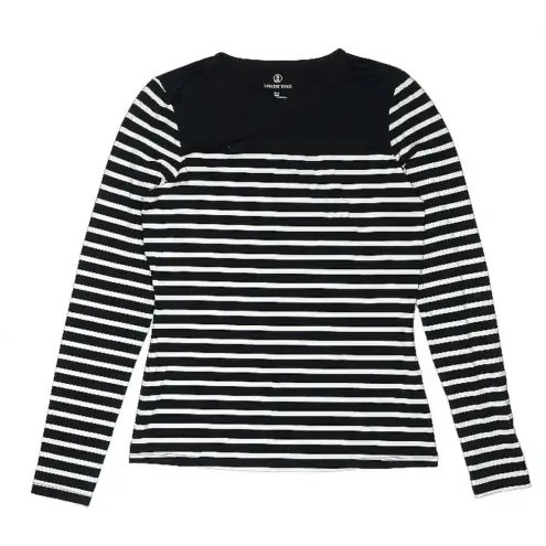 Lands' End Lands’ End Black & White Long Sleeve Swim Tee Top Rash Guard Size XXS