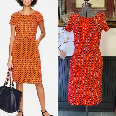 Boden Phoebe Orange Popsicle Tulip Print Cotton Dress w Pockets