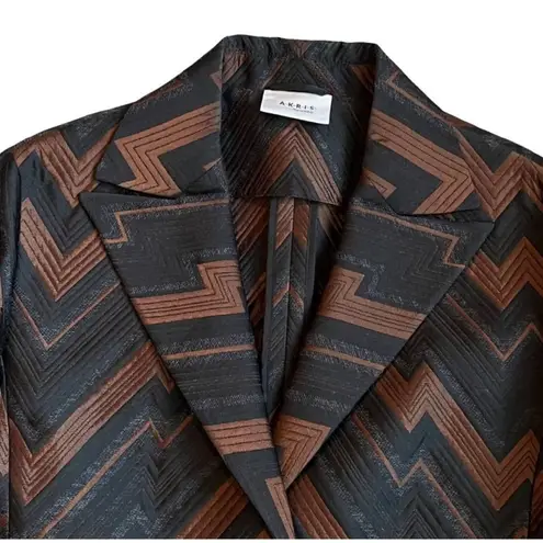 Akris Punto Cropped Zig Zag Chevron Blazer Jacket Size 10 Evening Office Wear