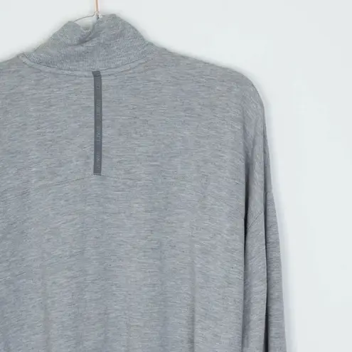 LL Bean Womens Softflex Mockneck Pullover Sweatshirt Size XL Gray Outdoors Cozy