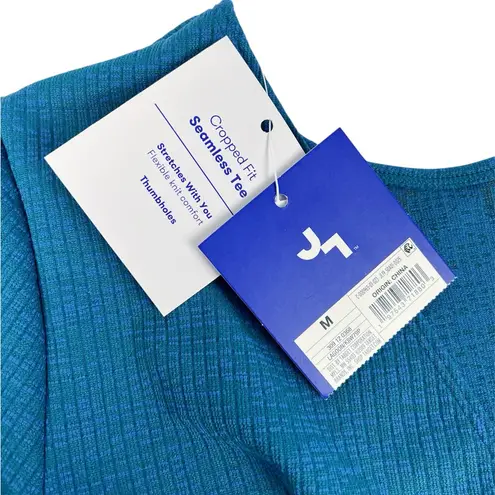 JoyLab Turquoise Blue Marl Long Sleeve Cropped Fit Seamless Tee Top Size Medium