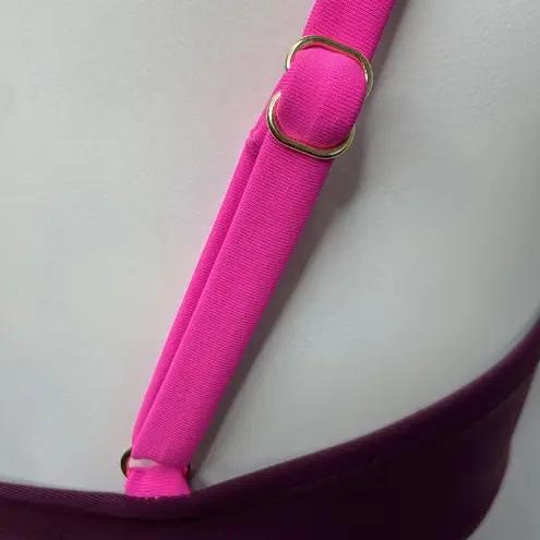 Kona Sol Women’s Burgundy Pink Colorblock Bandeau Bikini Swim Top Size Large NWT