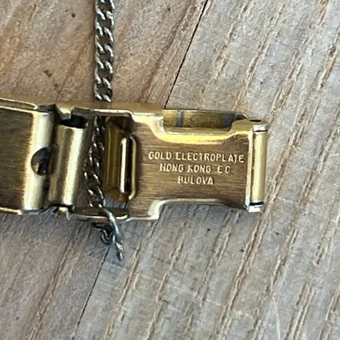 Bulova Ladies Watch Vintage Genuine Diamonds Gold Electro Bracelet Gold Dial