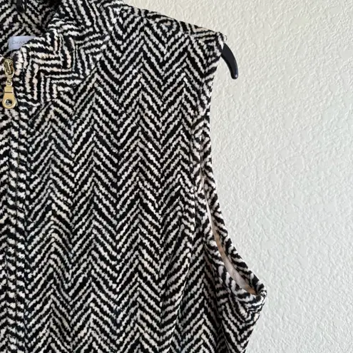 Charter Club Chevron Fleece Vest Neutral Zip Front XL Winter Layering Cozy