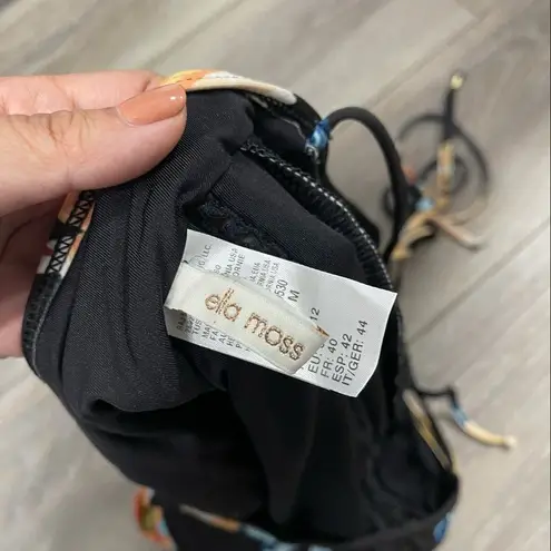 Ella Moss black floral halter one piece swimsuit size medium