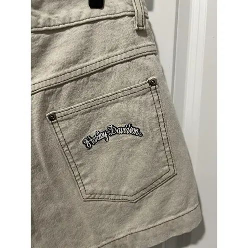 Harley Davidson Ladies Khaki Shorts Size 10 Vintage Made In USA Motorcycle Tan