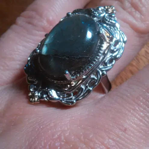 Malagasy Labradorite 18K Yellow Gold Plated and Platinum Bond Ring (Size 7)