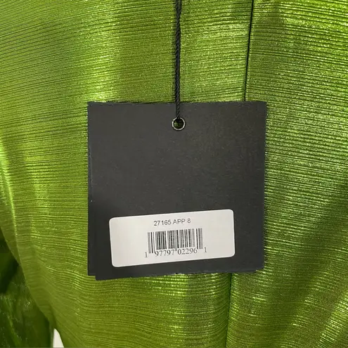 Mac Duggal NWT Drape Bodice Metallic Green Long Sleeve Dress 8 Gown Style 27165