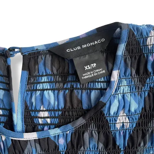 Club Monaco Luceenie Abstract-Print Ruched Peplum Top