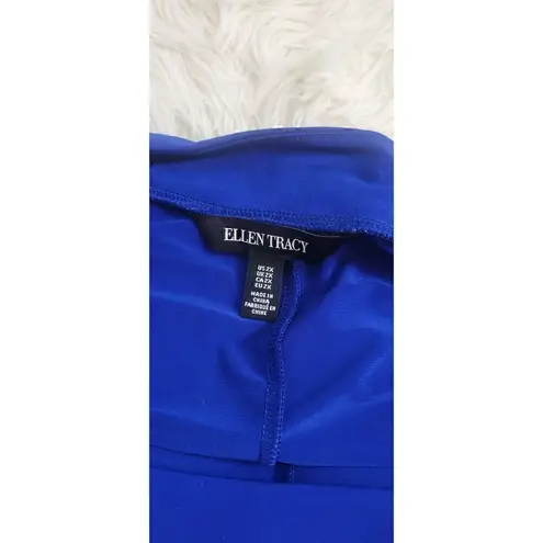 Ellen Tracy Sz 2X Cold Shoulder Tunic Dress Blue