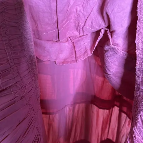 Avenue 100% Cotton Pink Strawberry Flowing Crinkled Maxi Skirt Size 2X 18/20