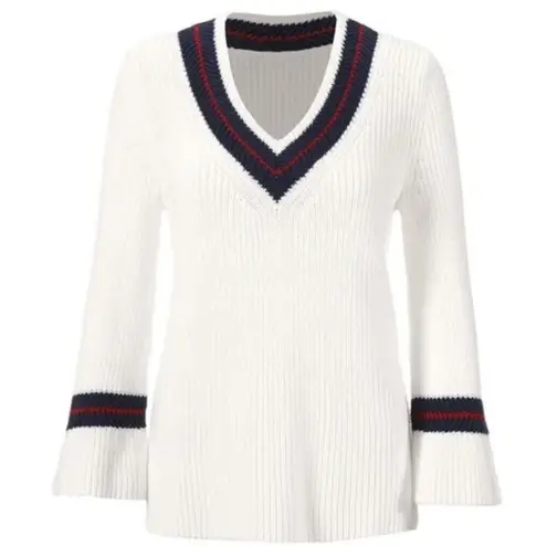 Varsity Cabi  Ace‎ Sweater 5639 Medium Chunky Knit Grandpa Pullover Vneck