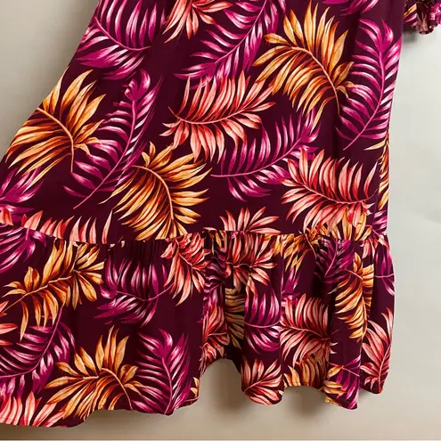 Sofia Jeans Sophia Vergara Tropical Dress Ruffle Hem Long Sleeves Medium