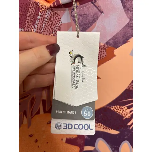 World Wide Sportsman Hoodie Womens XL Tropical 3D Cool Sublimated UPF 50 NWT Orange