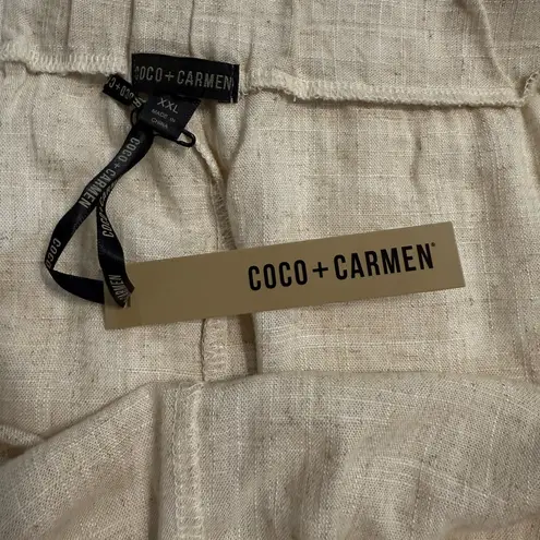 Coco + Carmen Cream Linen Blend Pant With Fringe Hem