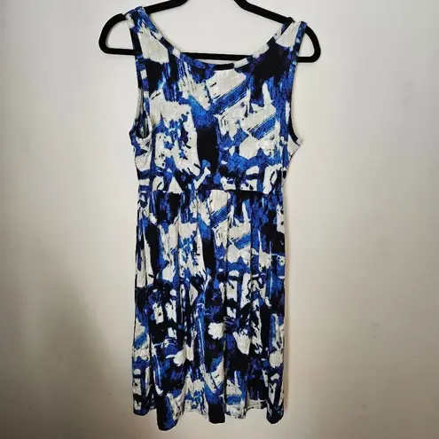 Willi Smith Dress Tank Mini Blue Pattern Business Casual Cocktail Neutral Trendy