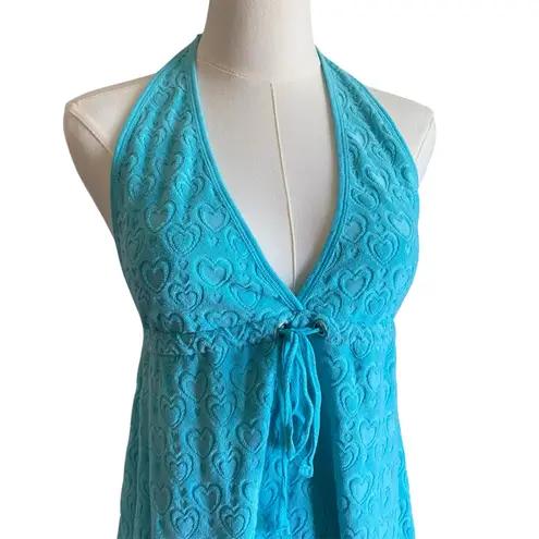 Y2K Terrycloth Halter Mini Dress Blue Size M
