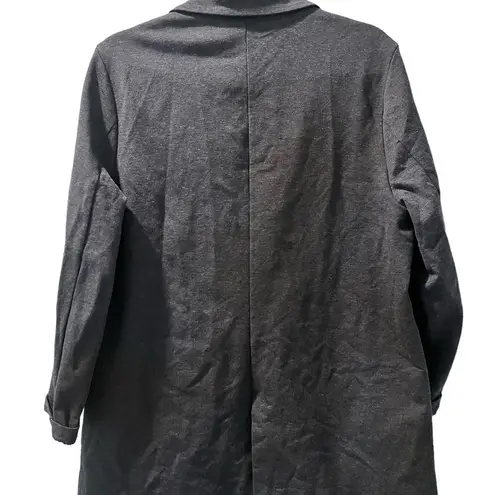 Garnet Hill Knit Relaxed Dark Grey Heathered Blazer Pockets Women's Size 16