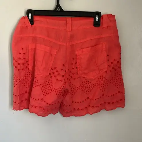 Beulah Pink High Waist Shorts with Eyelet Design. size Medium
