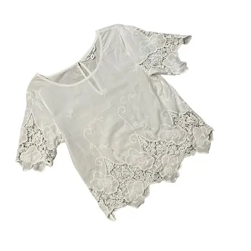 Allison Collection New York Cotton Embroidered Blouse, Sz M Size M