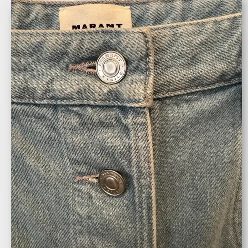 Isabel Marant Étoile Vandy Button Front Denim Skirt Size 42 FR, 10 US Blue