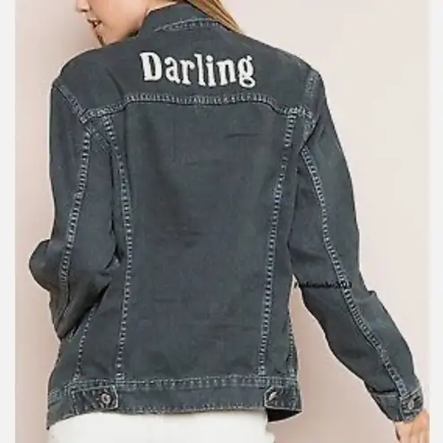 Brandy Melville  darling jean jacket black oversized women’s size small‎