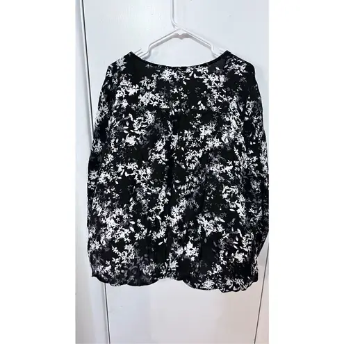 Cooper and Ella  Black Floral Button Down Tie Top Size 1X New P1-229