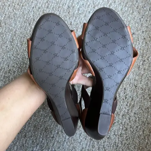 Johnston & Murphy Two Tone Leather Neela Wedge Heels Size 9.5