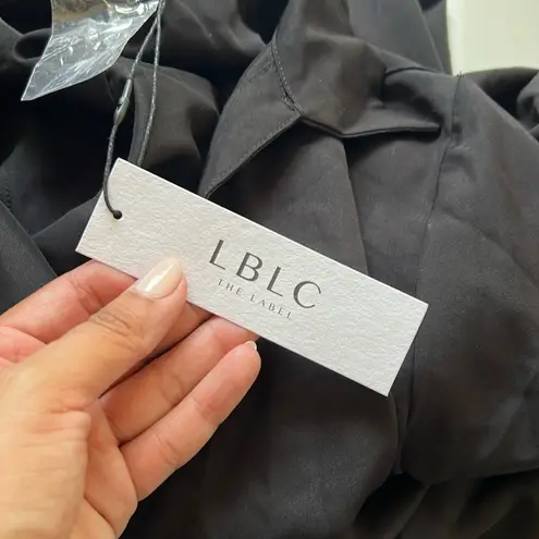 NWT LBLC The Label Amara Tie Front Collared Dress Black Size M