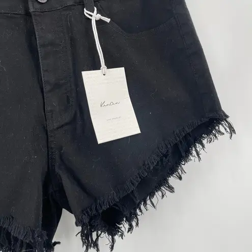 KANCAN Jean Shorts Size 11/29 Black NWT Denim Stretch Cutoff Fringe Summer
