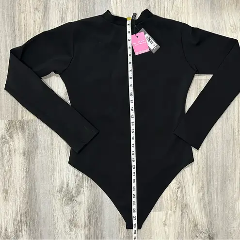 Pretty Little Thing NWT  Black Long Sleeve Zip Mock Neck Scuba Swimsuit Size 10