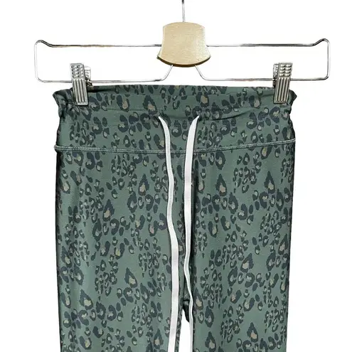 The Upside Green Leopard Print Cropped Drawstring Leggings Size US 6