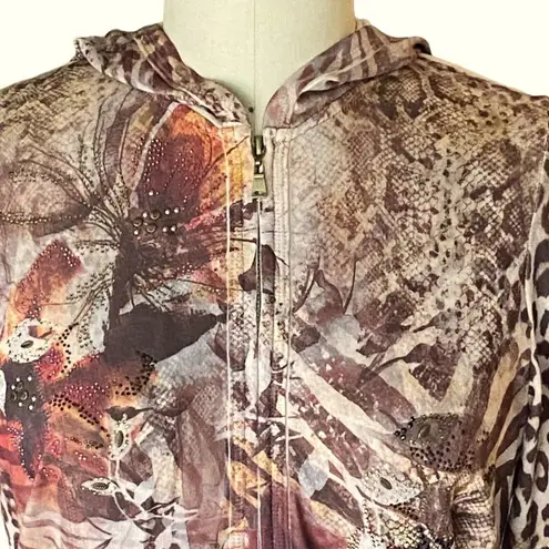 Christopher & Banks Ladies Cheetah Leopard Print Thin Beaded Hoodie ~ Women's M - Image 5