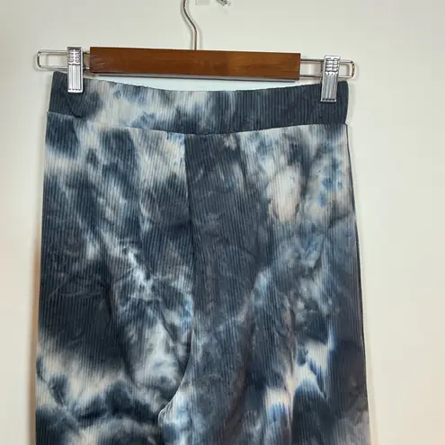 Dressed in LALA Lex Ribbed Playsuit Tie Dye Ribbed Knit Lounge Set Top Pants Blue