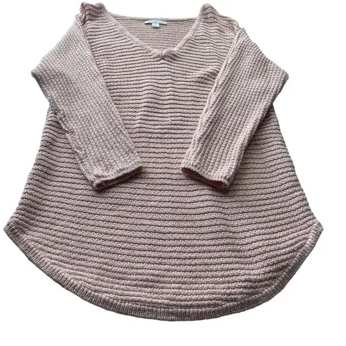 Soho New York & Co Tunic Sweater Cable knit Pink Size Small V-neck casual