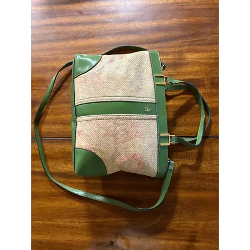 Etienne Aigner Vintage Crossbody Bag Floral Woven Faux Leather Adjustable Strap