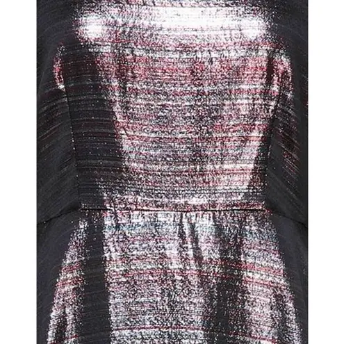 Black Coral NWT Waist Fitted Metallic Stripe Dress in Purple Size IT 44/US 8
