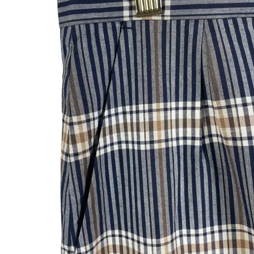 Pendleton Women's Plaid Cotton Skirt 8 Blue Tan White Knee Length Classic Style