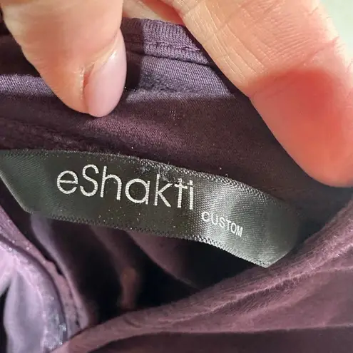 Eshakti Woven Check Mixed Media Midi Dress Faux Wrap Plaid Purple & Blue Size L