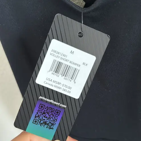 NWT Prince Volley Short Romper Black Jumpsuit Medium